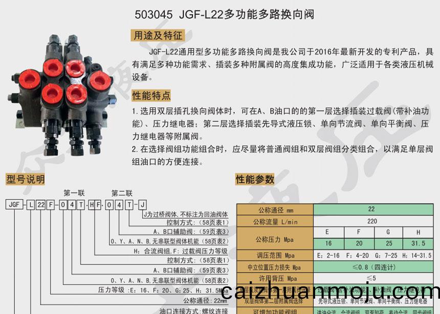 JGF-L22多(duo)功(gong)能(neng)多(duo)路(lu)换向(xiang)阀